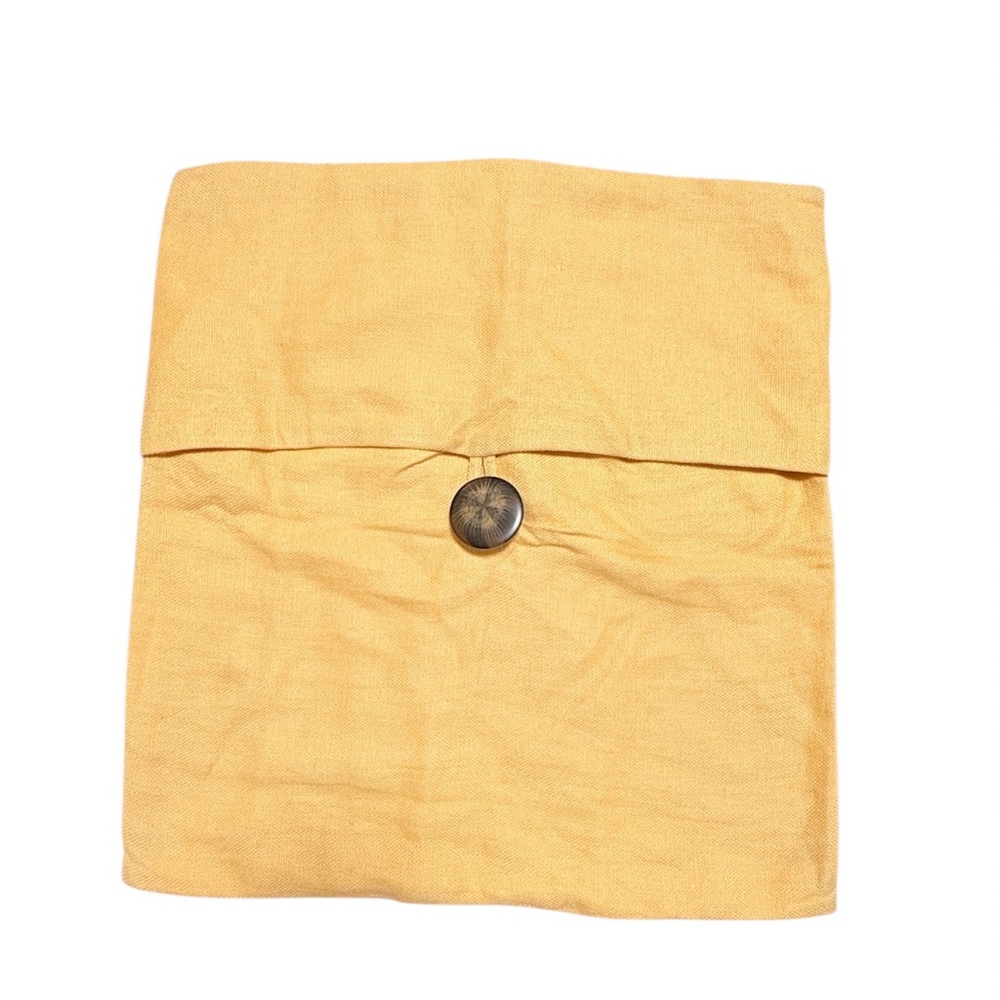 Pottery Barn Linen Yellow Pillow Sham 18x18 Button Closure Decorative Cover